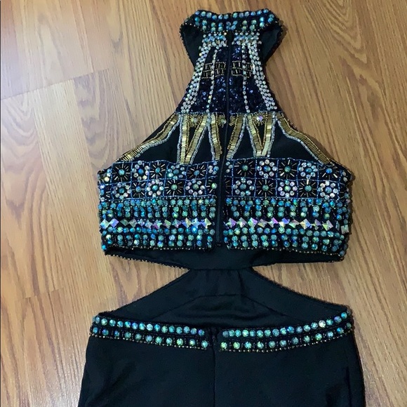 •Long, Black, Rhinestone Dress - Picture 5 of 6